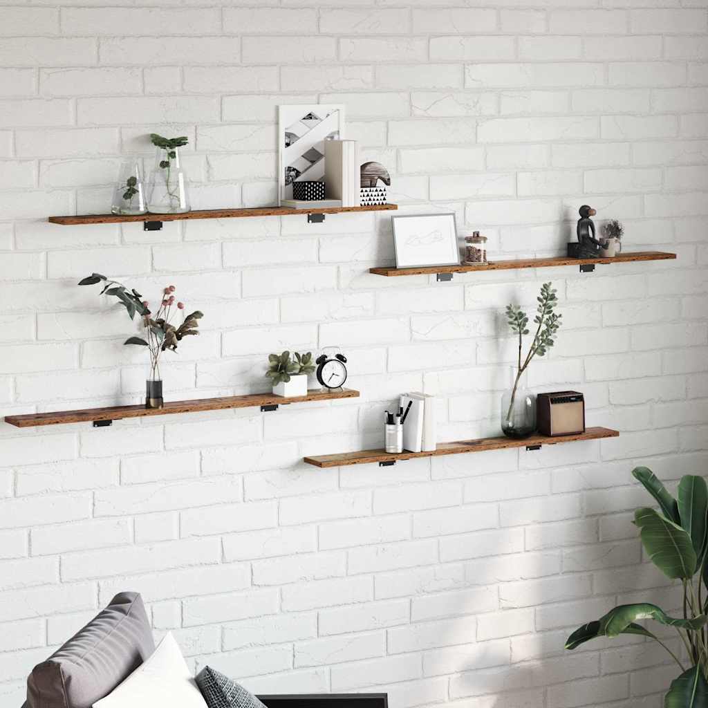 Boekenplank Bord 4 Pcs Bruin Bewerkt Hout Oud Hout