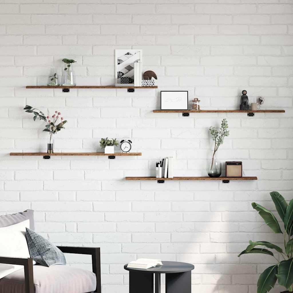 Boekenplank Bord 4 Pcs Bruin Bewerkt Hout Oud Hout