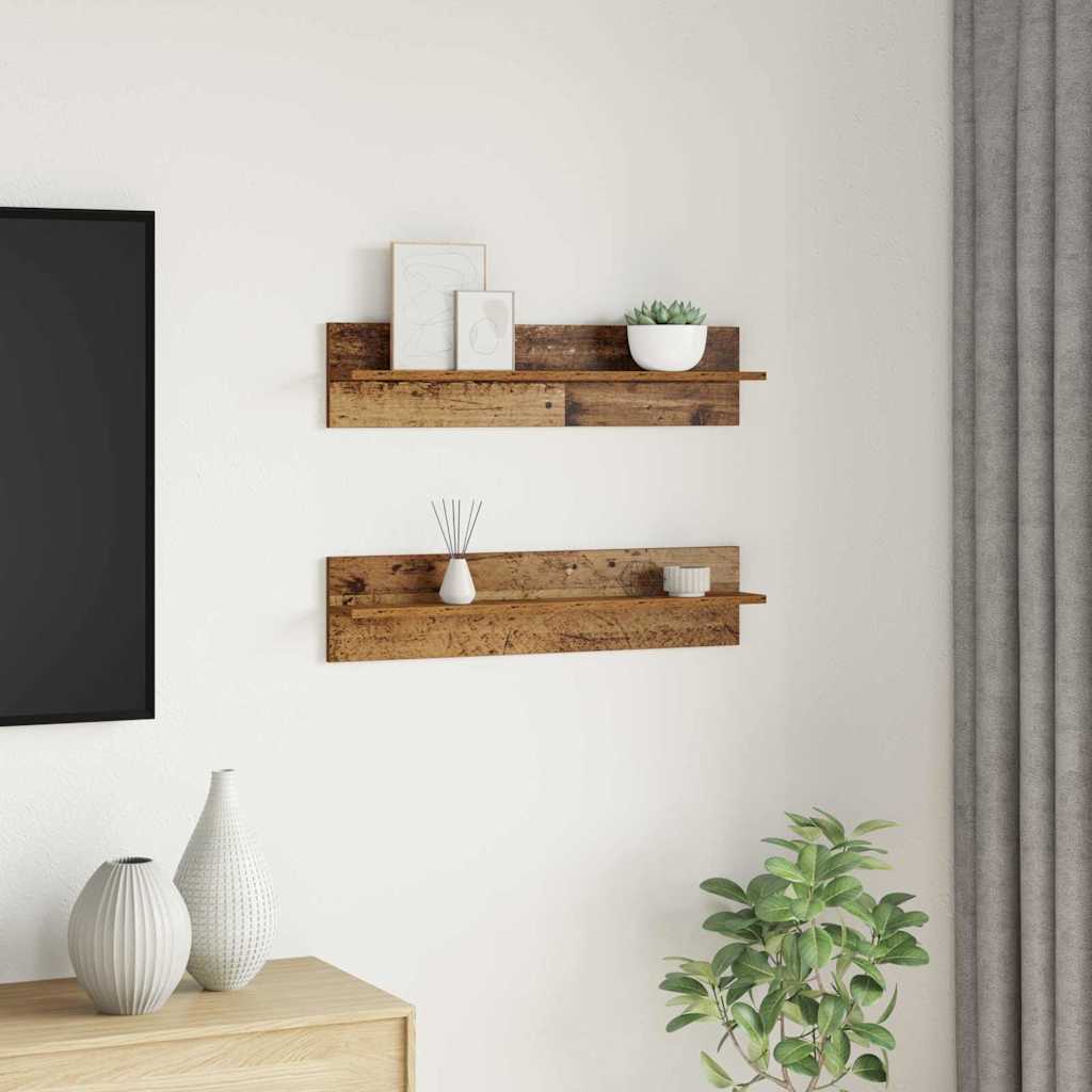 Wandplanken 2 Pcs 80 X 11,5 X 18 Cm Bewerkt Hout