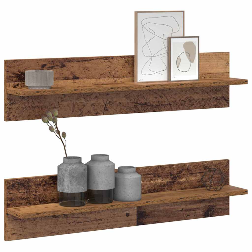 Wandplanken 2 Pcs 80 X 11,5 X 18 Cm Bewerkt Hout