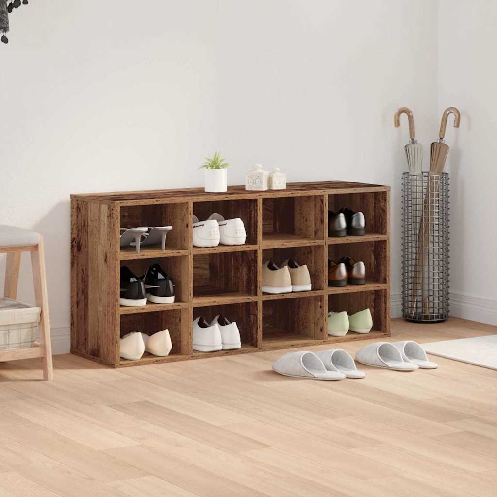Schoenenkast Met Plank Bewerkt Hout