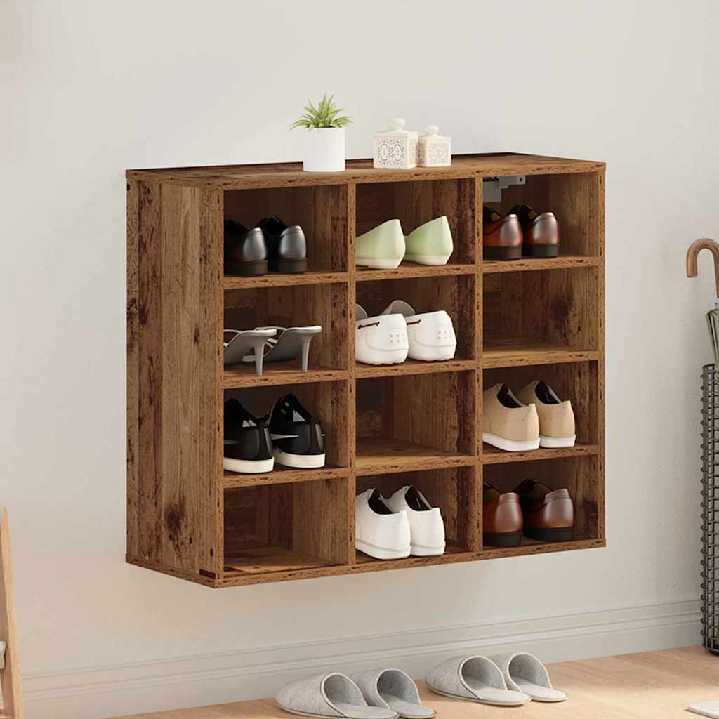 Schoenenkast Met Plank Bewerkt Hout