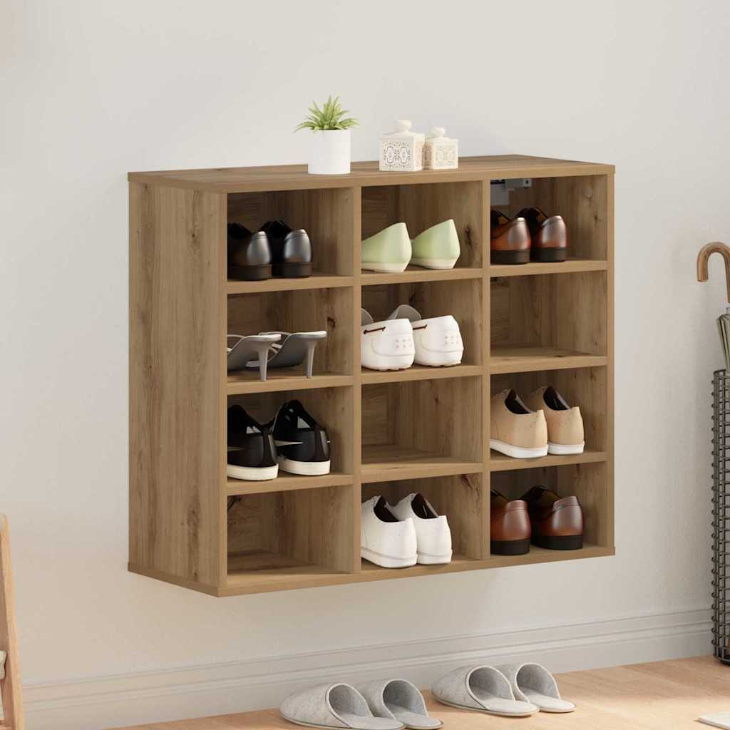 Schoenenkast Met Plank Bewerkt Hout