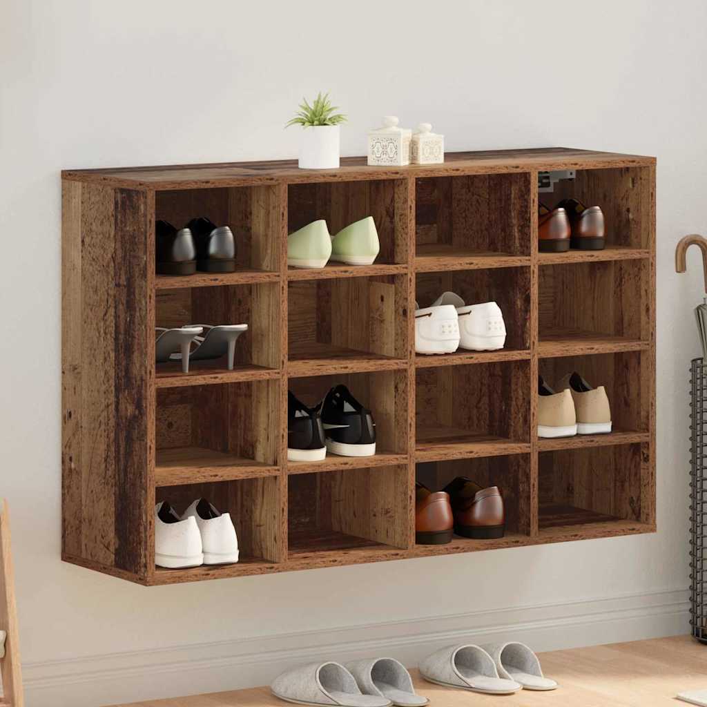 Schoenenkast Met Plank Bewerkt Hout