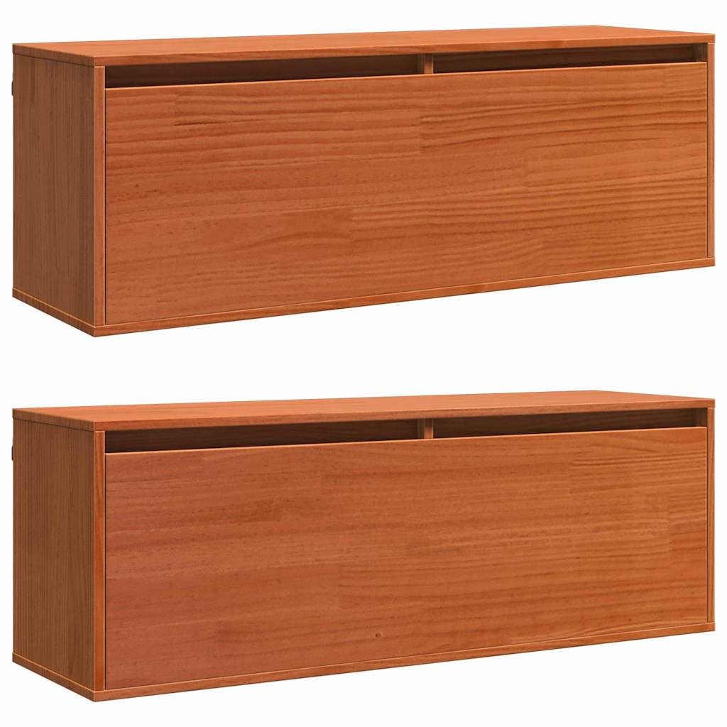 Wandkasten 2 Pcs 100 X 30 X 35 Cm Massief Grenenhout