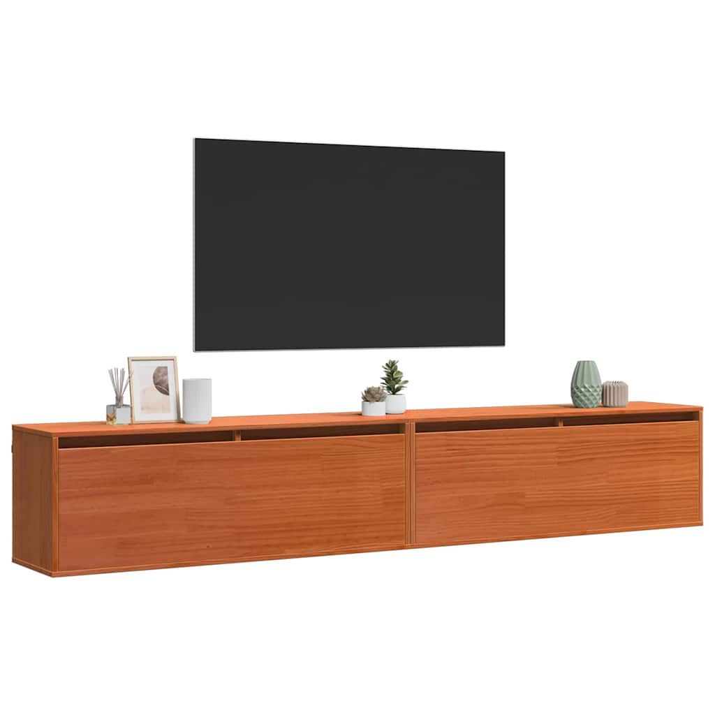 Wandkasten 2 Pcs 100 X 30 X 35 Cm Massief Grenenhout