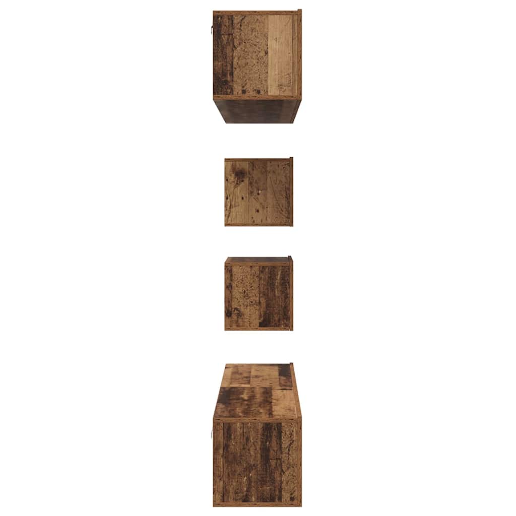 Tv-Kast Set Wandgemonteerd 6 Pcs Medium Bewerkt Hout