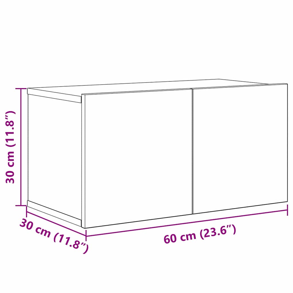 Tv-Kast Set Wandgemonteerd 6 Pcs Medium Bewerkt Hout