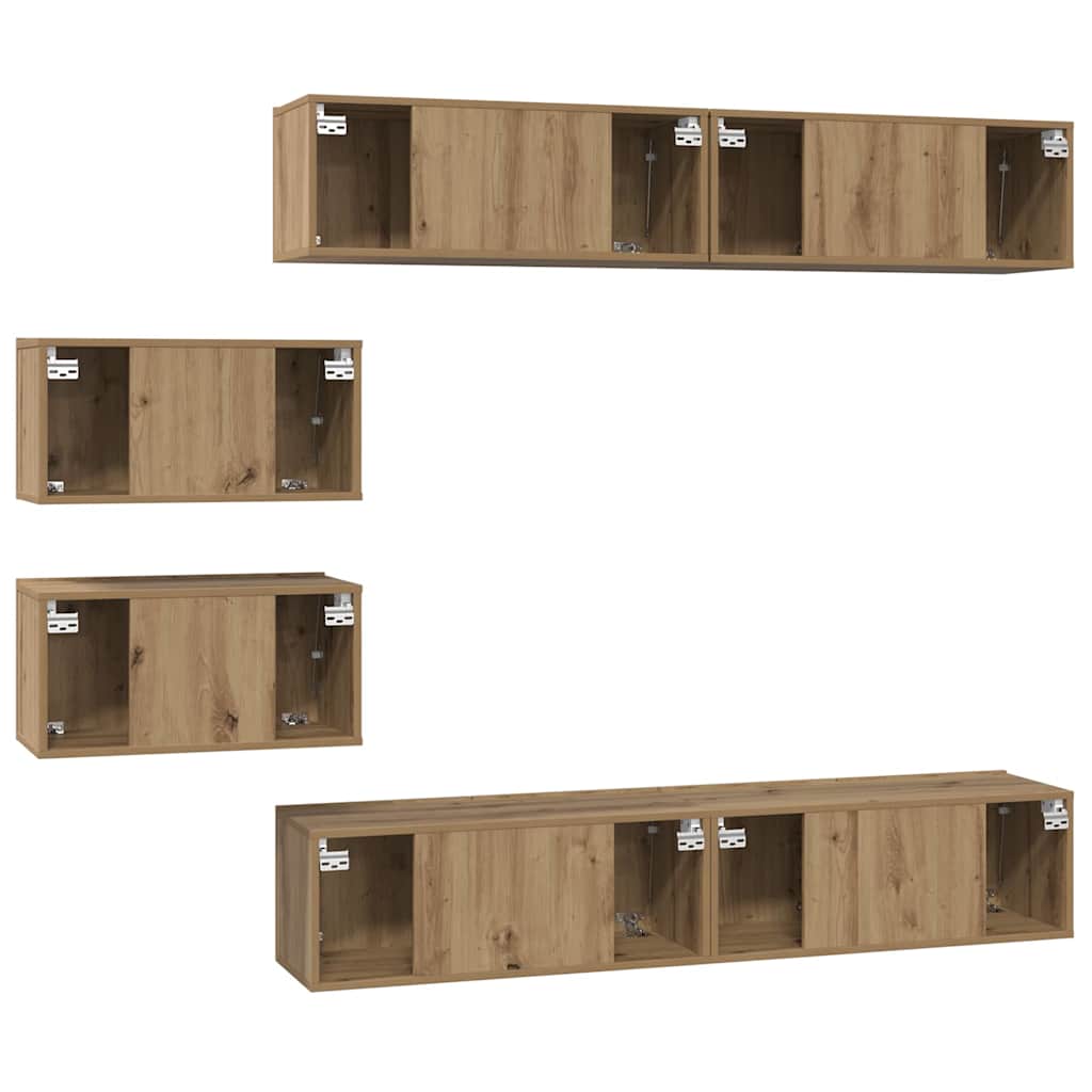 Tv-Kast Set Wandgemonteerd 6 Pcs