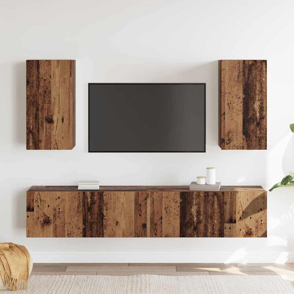 Tv-Meubelset 4 Pcs 160 X 30 X 30 Cm Bewerkt Hout