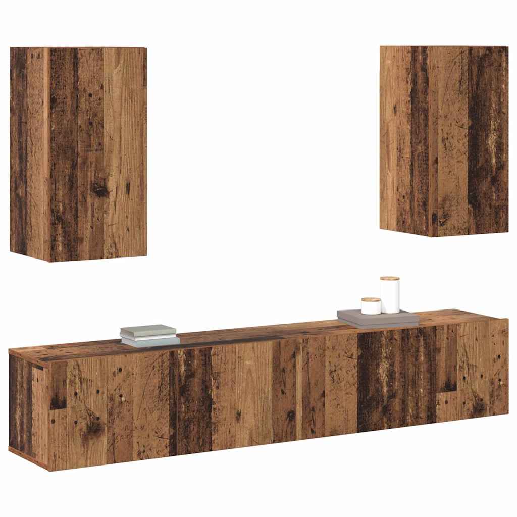 Tv-Meubelset 4 Pcs 160 X 30 X 30 Cm Bewerkt Hout