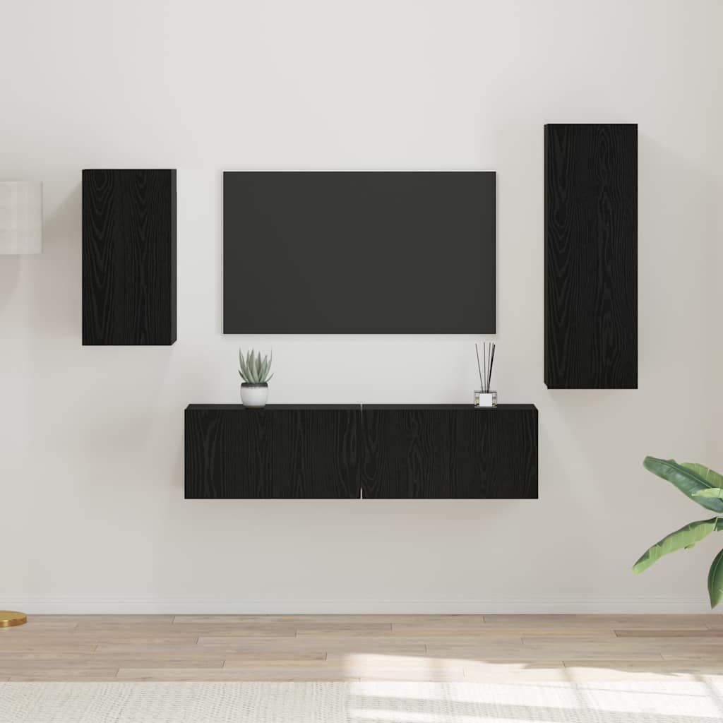 Tv-Meubelset 4 Pcs 30.5 X 30 X 90 Cm Bewerkt Hout