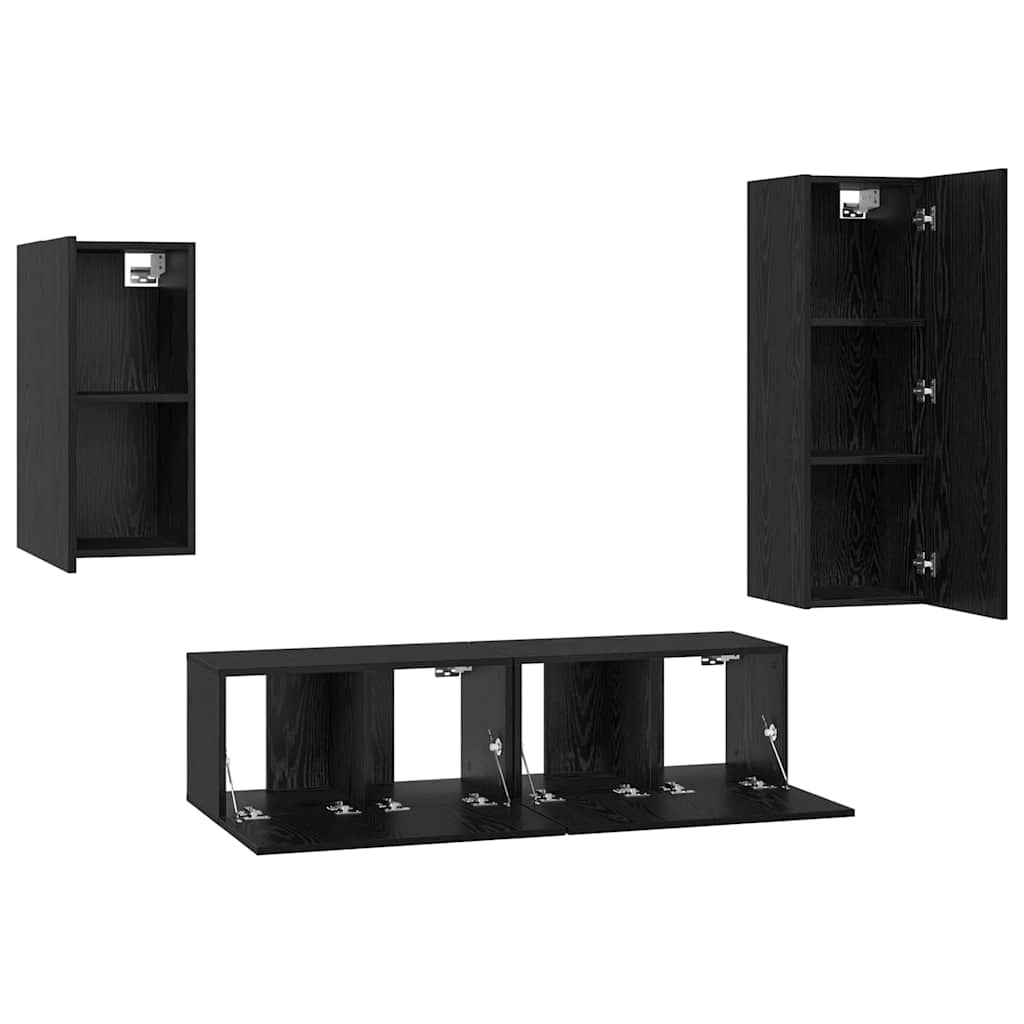 Tv-Meubelset 4 Pcs 30.5 X 30 X 90 Cm Bewerkt Hout