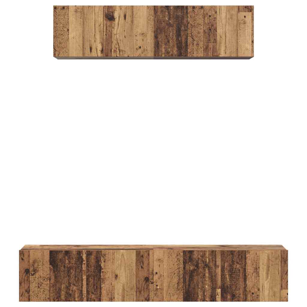 Tv-Kast Set Wandgemonteerd 4 Pcs Bewerkt Hout