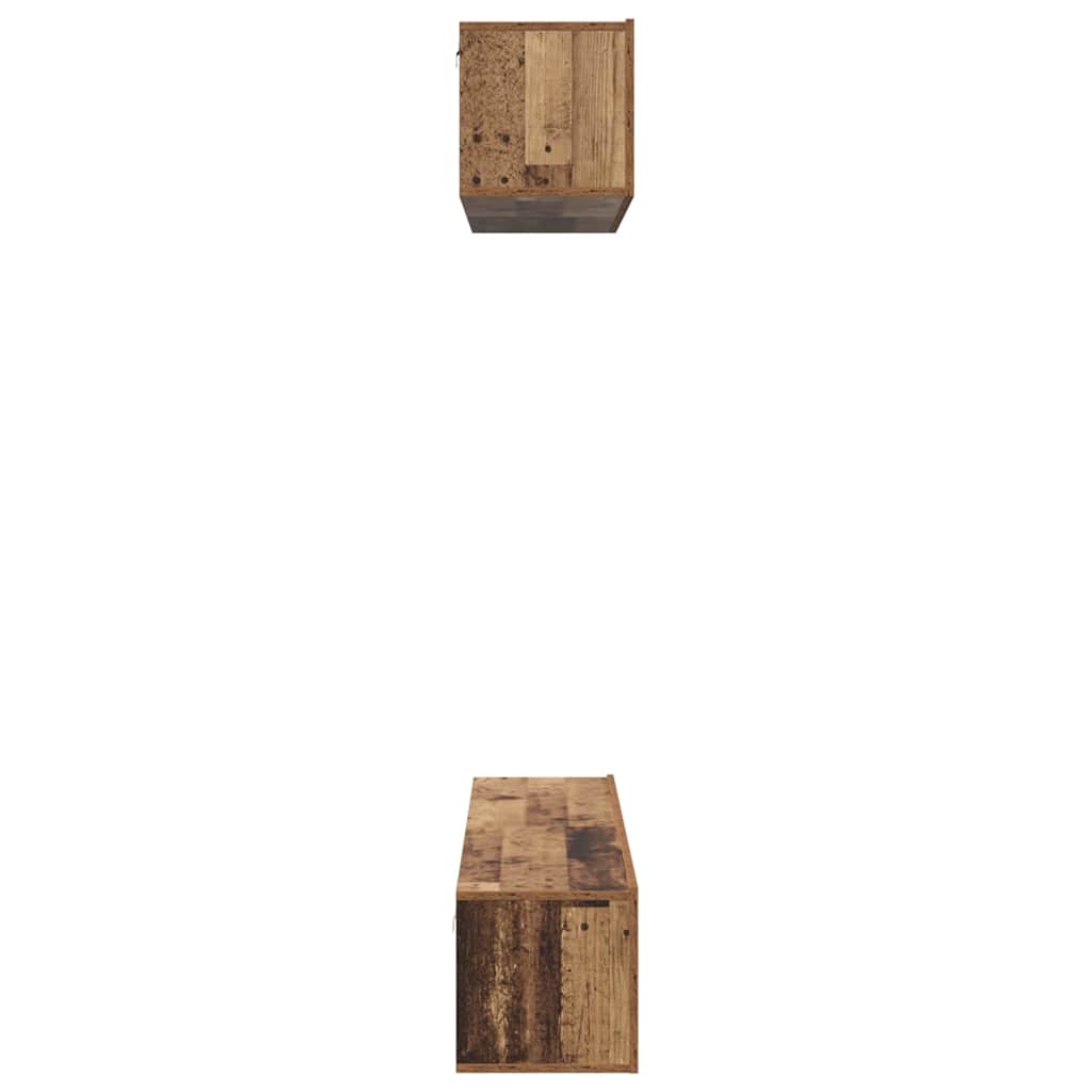 Tv-Kast Set Wandgemonteerd 4 Pcs Bewerkt Hout