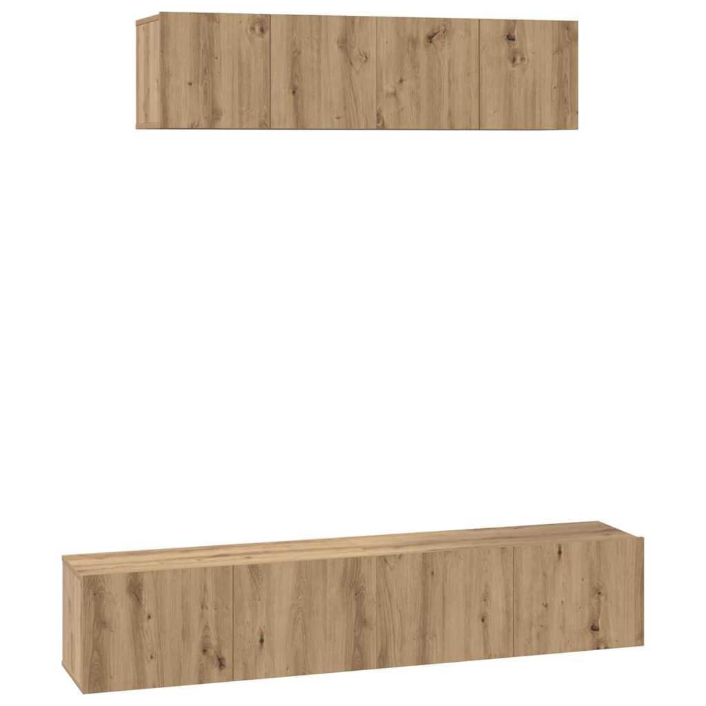 Tv-Kast Set 4 Pcs Bewerkt Hout