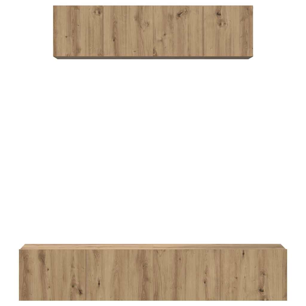 Tv-Kast Set 4 Pcs Bewerkt Hout