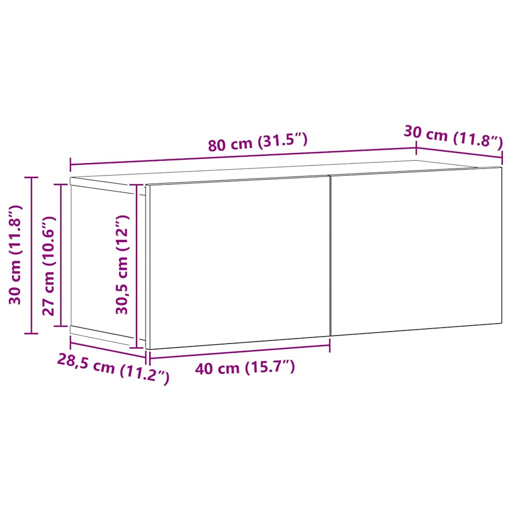 Tv-Kast Set 4 Pcs Bewerkt Hout