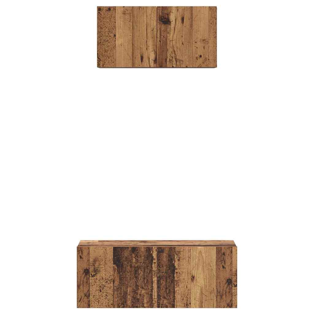 Tv-Meubelset Wandgemonteerd 2 Pcs Bewerkt Hout