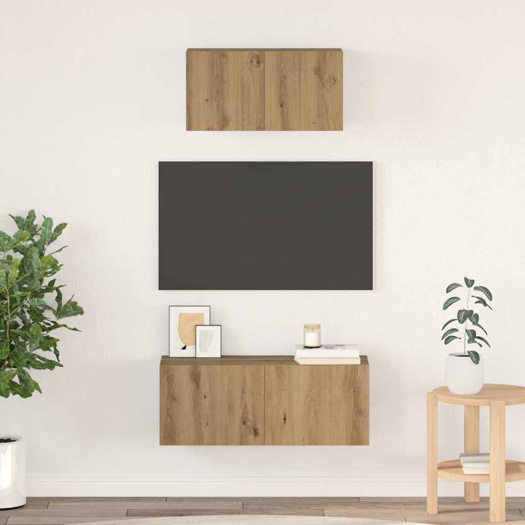 Tv-Meubelset 2 Pcs Bewerkt Hout