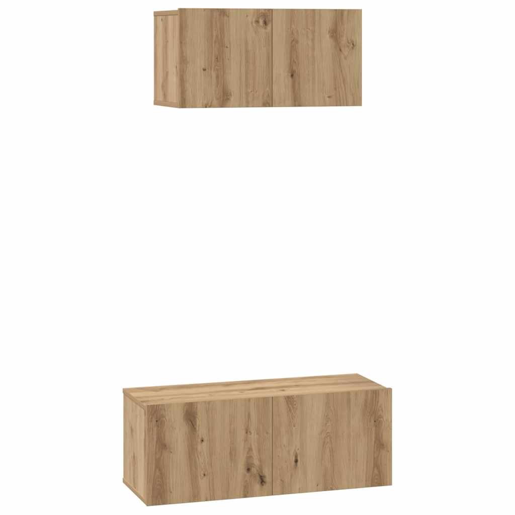 Tv-Meubelset 2 Pcs Bewerkt Hout