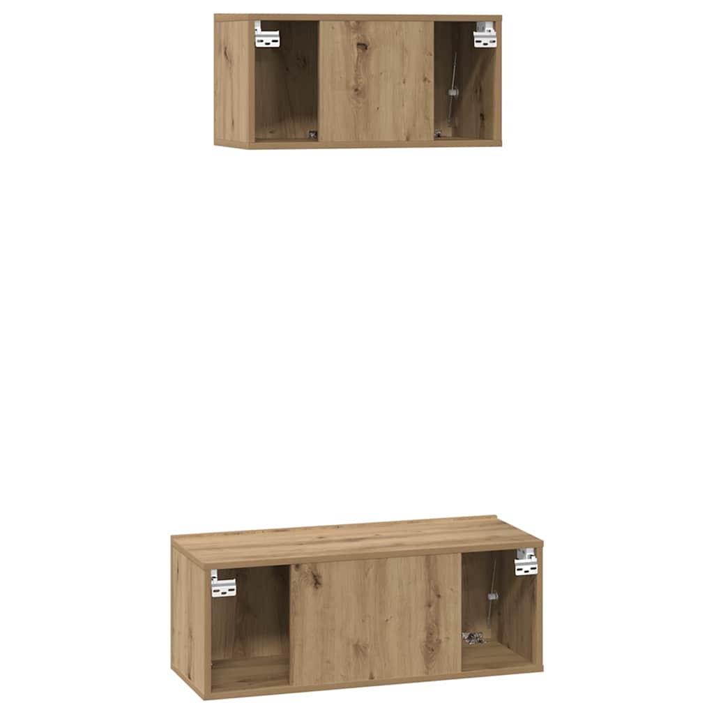Tv-Meubelset 2 Pcs Bewerkt Hout