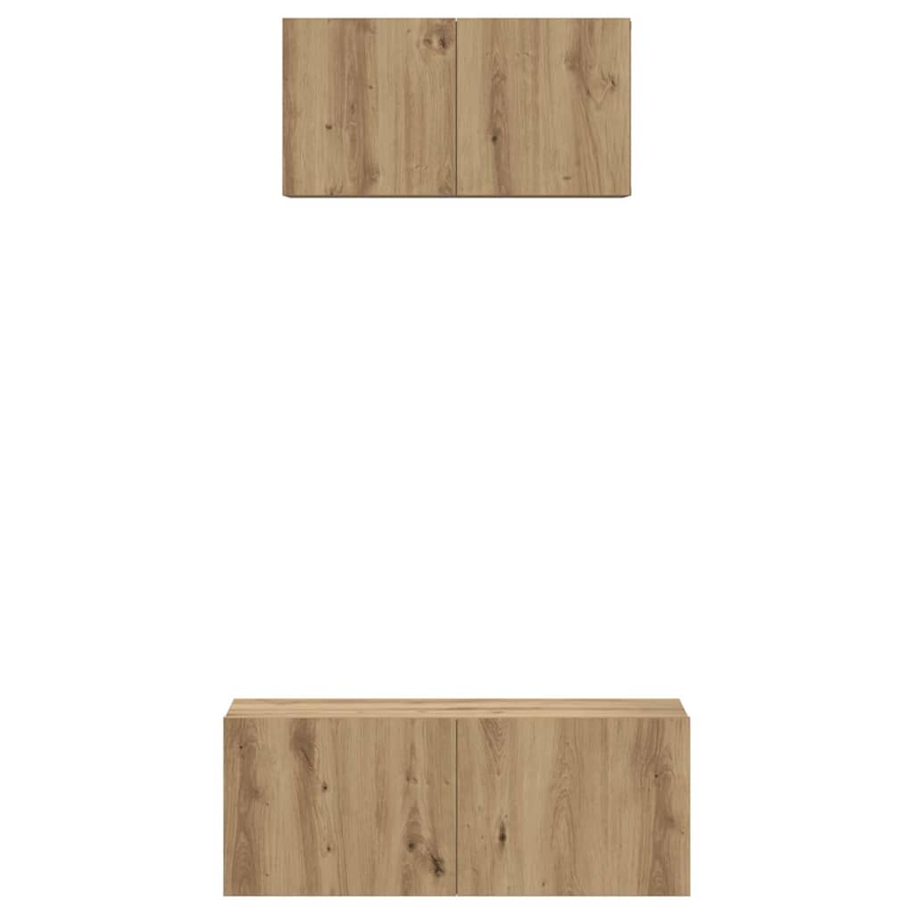 Tv-Meubelset 2 Pcs Bewerkt Hout