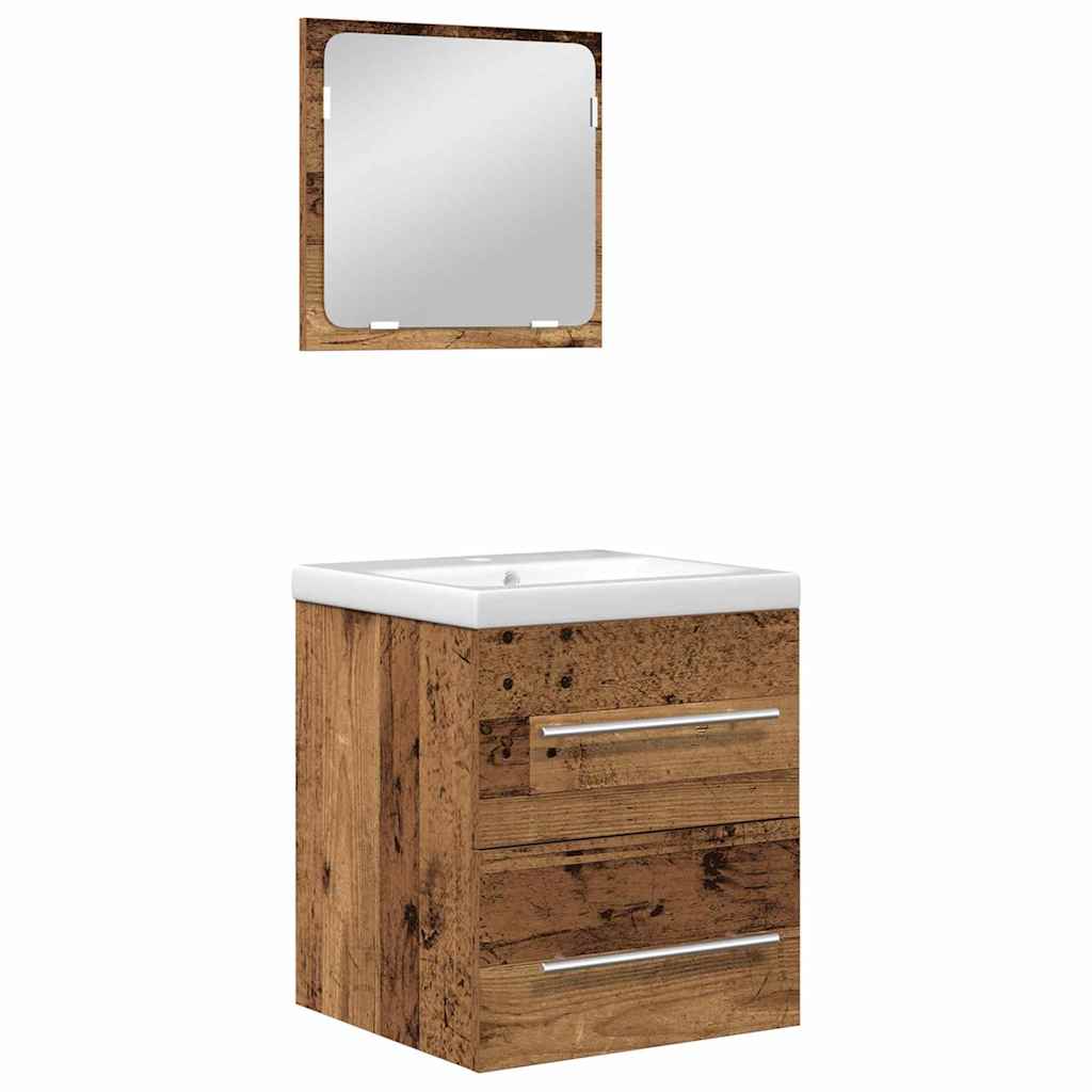 Badkamermeubelset 2 Pcs 41 X 38.5 X 48 Cm Bewerkt Hout