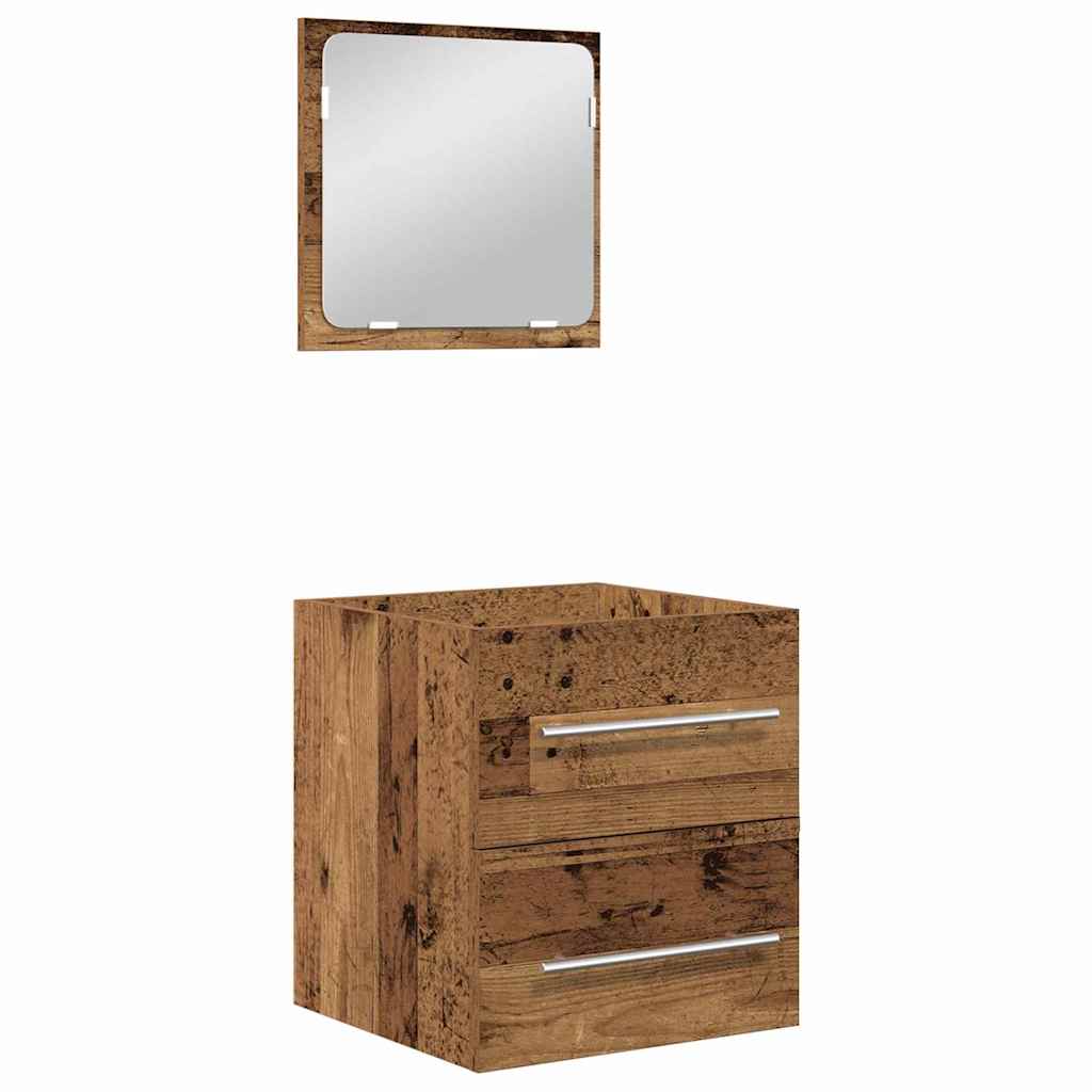 Badkamermeubelset 2 Pcs 41 X 38.5 X 48 Cm Bewerkt Hout
