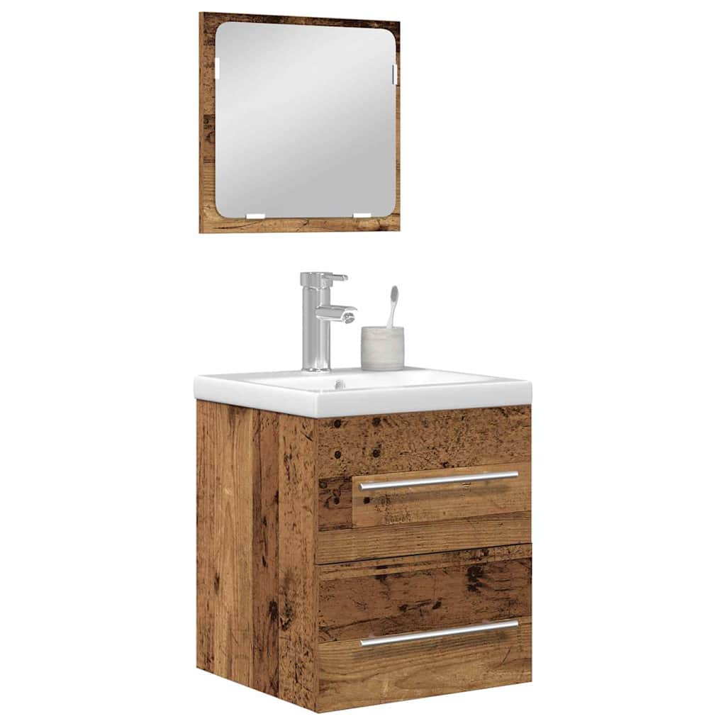 Badkamermeubelset 2 Pcs 41 X 38.5 X 48 Cm Bewerkt Hout