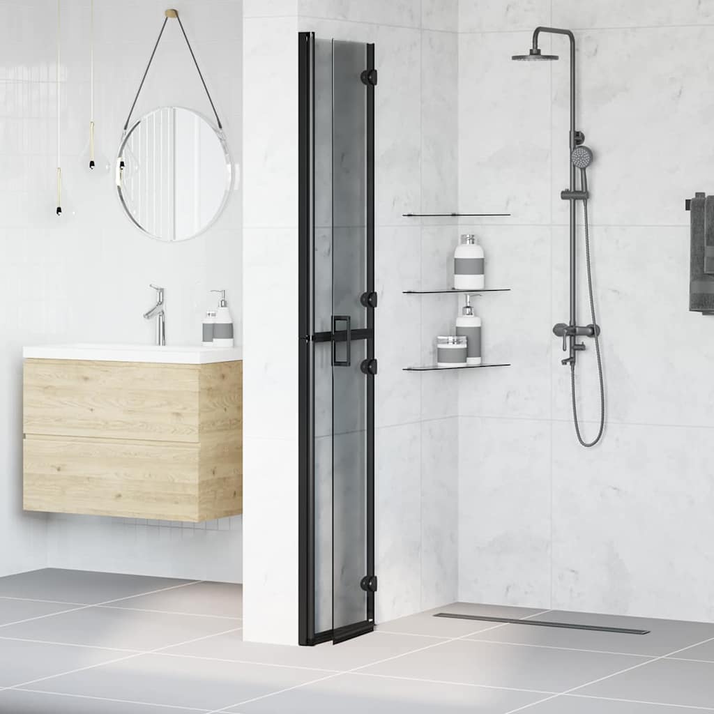 Inloop Douche Wand Zwart En Donkertransparant