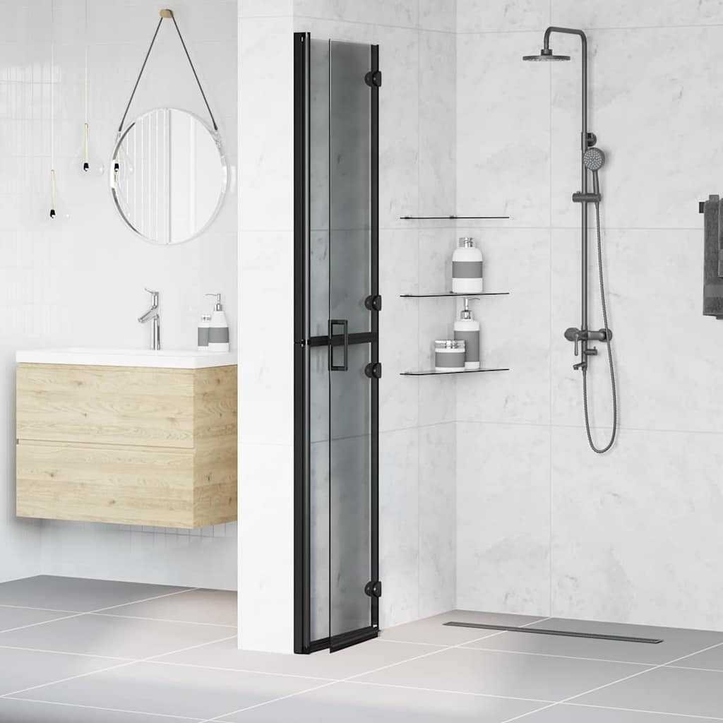Inloop Douche Wand Zwart En Donkertransparant