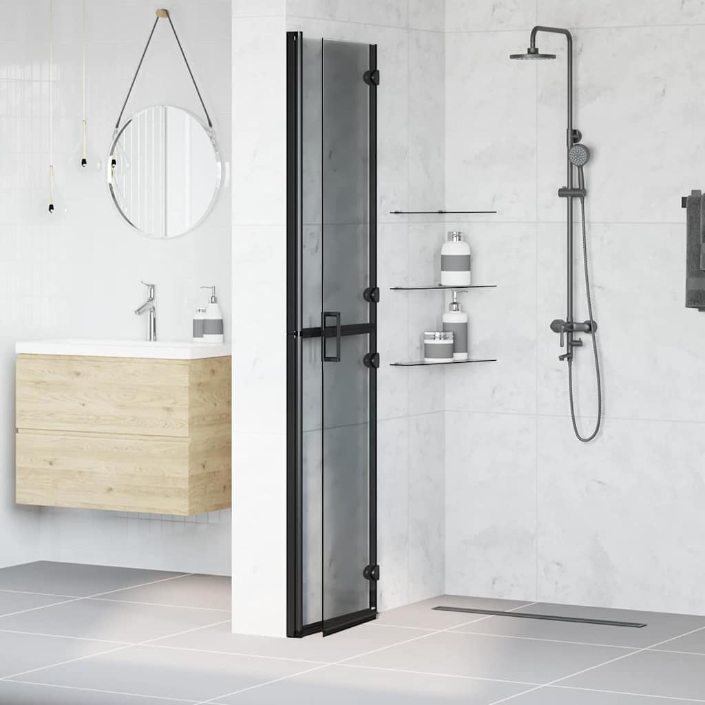 Inloop Douche Wand Zwart En Donkertransparant