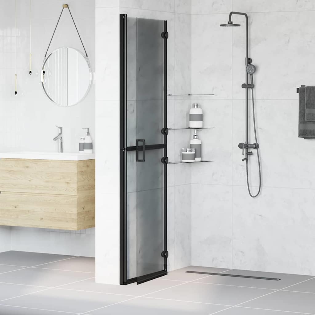 Inloop Douche Wand Zwart En Donkertransparant