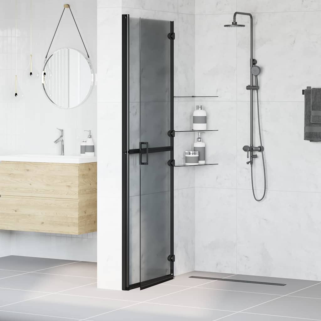 Inloop Douche Wand Zwart En Donkertransparant