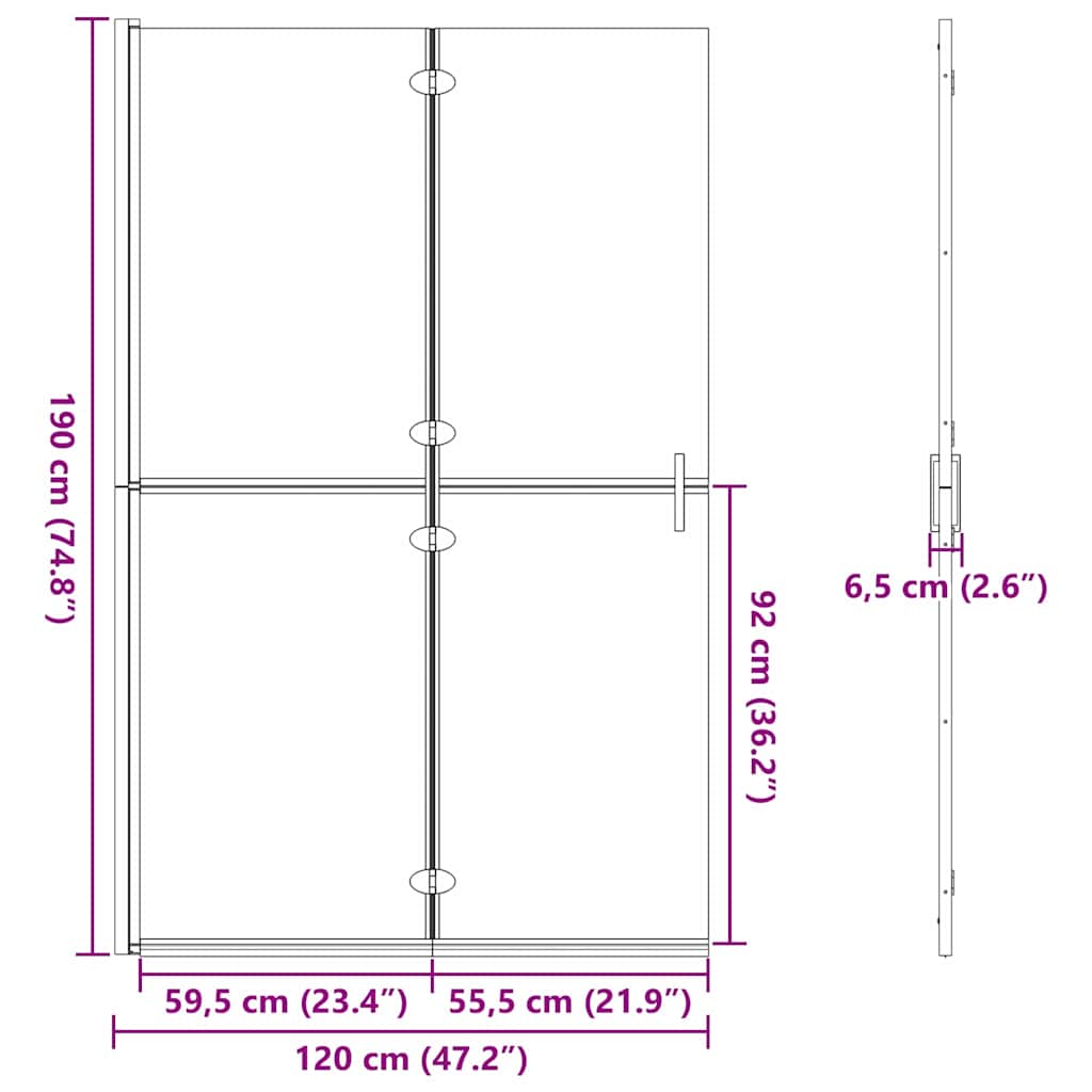 Inloop Douche Wand Zwart En Donkertransparant