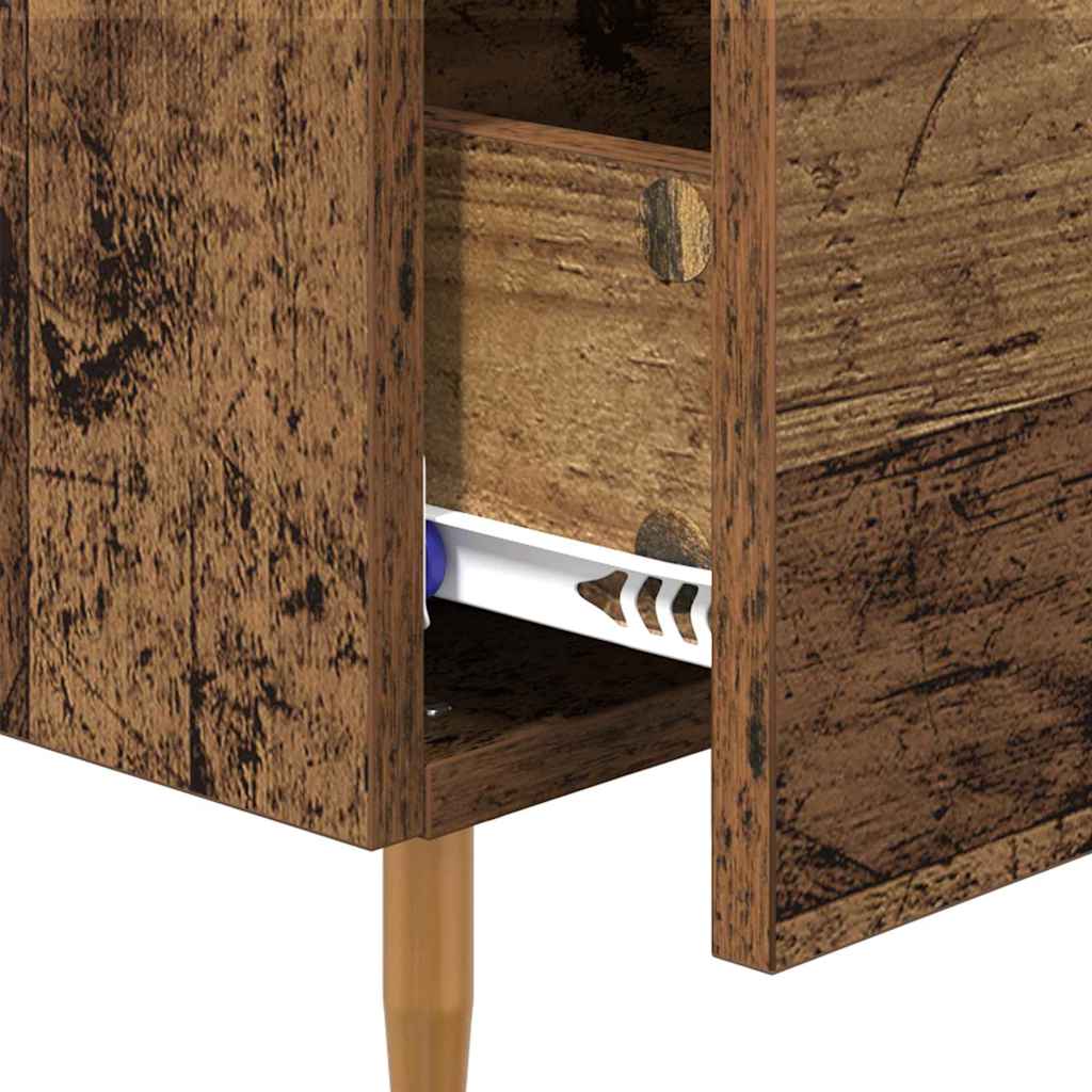 Nachtkastje Met Lade Bruin 40 X 35 X 47,5 Cm Bewerkt Hout