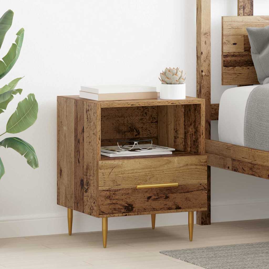 Nachtkastje Met Lade Bruin 40 X 35 X 47,5 Cm Bewerkt Hout
