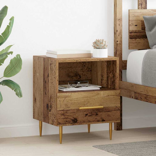 Nachtkastje Met Lade Bruin 40 X 35 X 47,5 Cm Bewerkt Hout