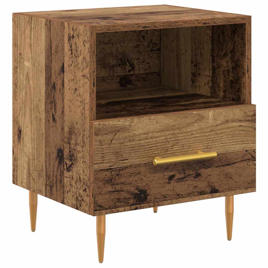 Nachtkastje Met Lade Bruin 40 X 35 X 47,5 Cm Bewerkt Hout