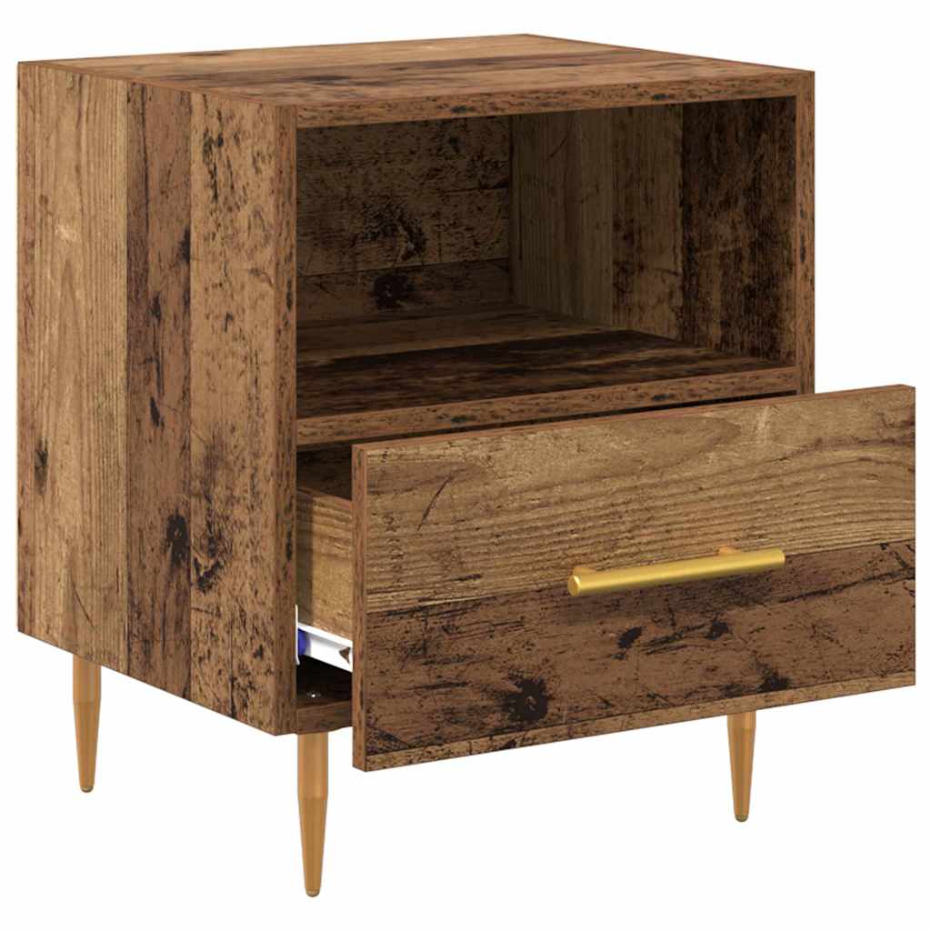 Nachtkastje Met Lade Bruin 40 X 35 X 47,5 Cm Bewerkt Hout