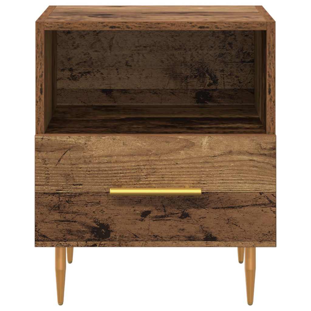 Nachtkastje Met Lade Bruin 40 X 35 X 47,5 Cm Bewerkt Hout