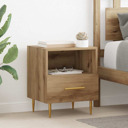Nachtkastje Met Lade 2 Pcs Bruin 40 X 35 X 47,5 Cm Bewerkt Hout