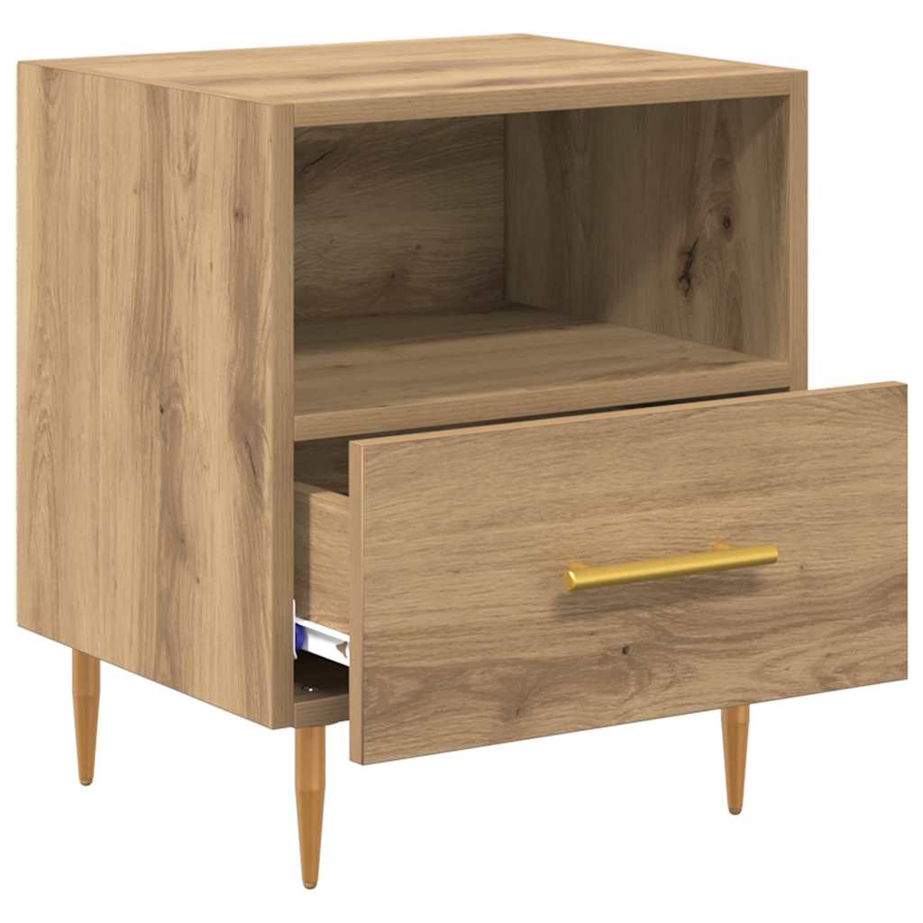 Nachtkastje Met Lade 2 Pcs Bruin 40 X 35 X 47,5 Cm Bewerkt Hout