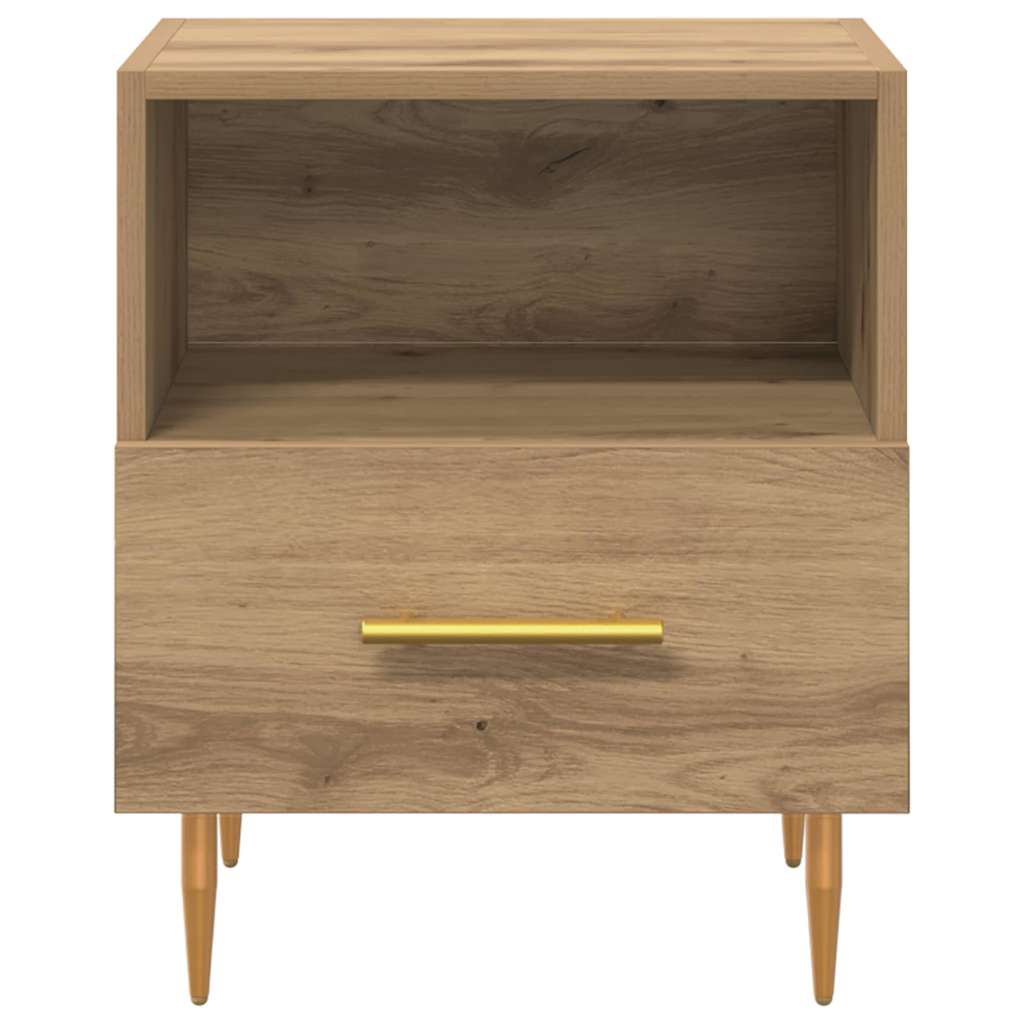 Nachtkastje Met Lade 2 Pcs Bruin 40 X 35 X 47,5 Cm Bewerkt Hout