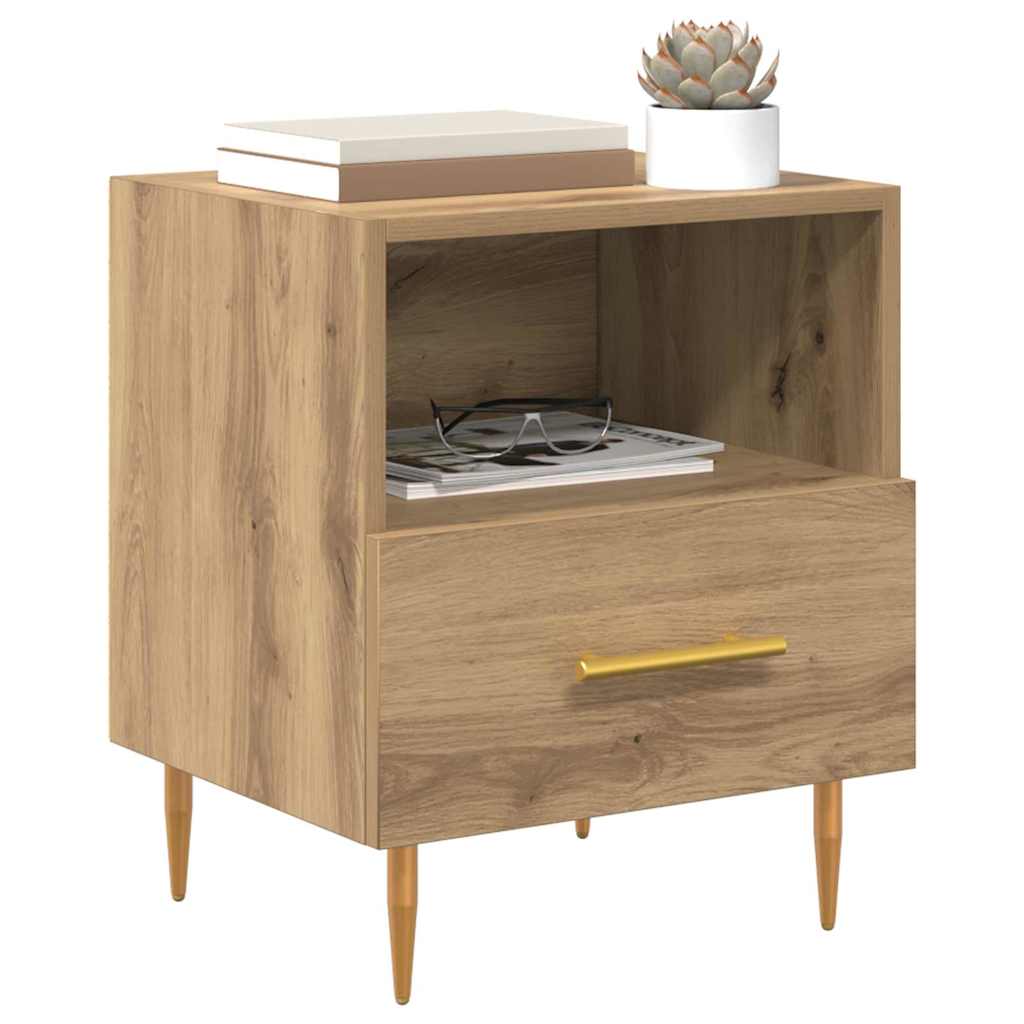 Nachtkastje Met Lade 2 Pcs Bruin 40 X 35 X 47,5 Cm Bewerkt Hout