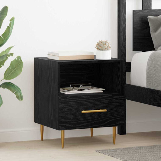Nachtkastje Met Lade 2 Pcs Zwart 40 X 35 X 47,5 Cm Bewerkt Hout
