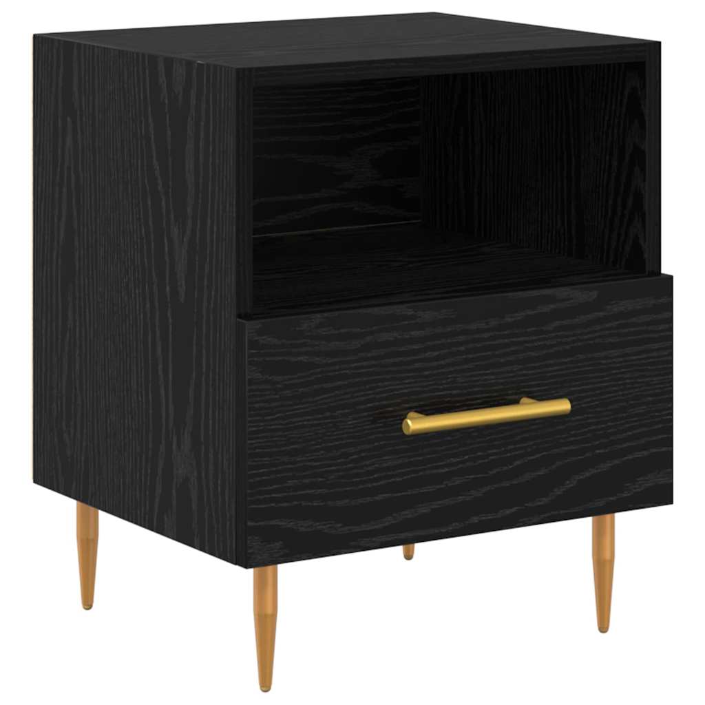 Nachtkastje Met Lade 2 Pcs Zwart 40 X 35 X 47,5 Cm Bewerkt Hout