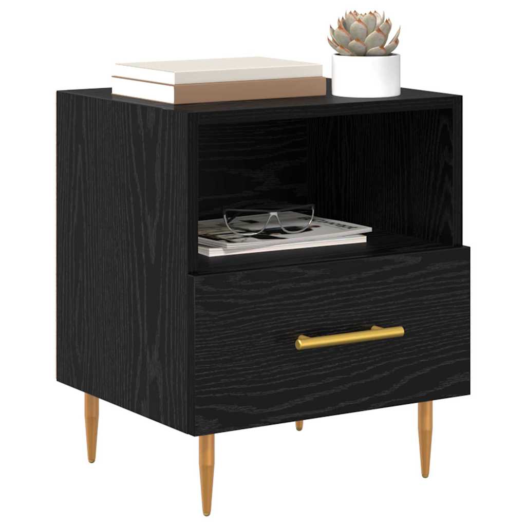 Nachtkastje Met Lade 2 Pcs Zwart 40 X 35 X 47,5 Cm Bewerkt Hout
