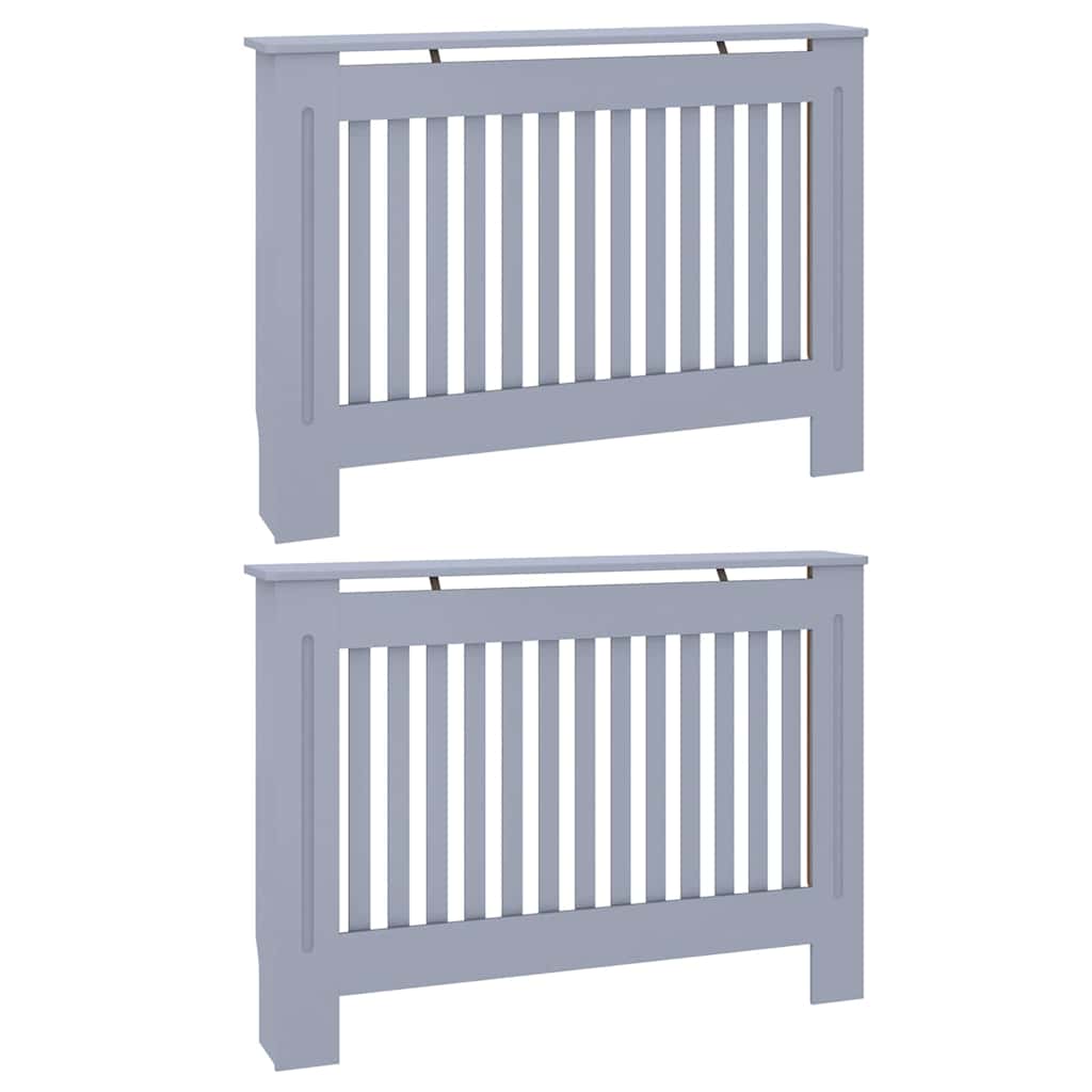 Radiatorcover 2 Pcs Grijs 112X19X81.5Cm Engineeredhout